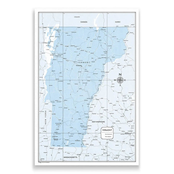Push Pin Vermont Map (Pin Board) - Light Blue Color Splash CM Pin Board