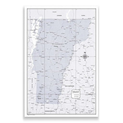 Push Pin Vermont Map (Pin Board) - Light Gray Color Splash CM Pin Board