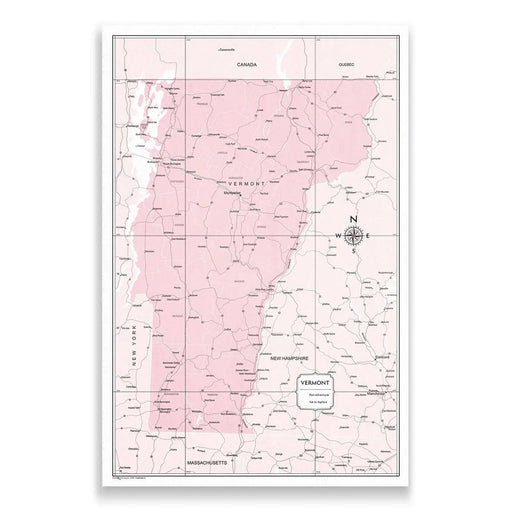 Vermont Map Poster - Pink Color Splash