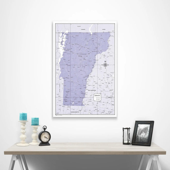 Vermont Map Poster - Purple Color Splash CM Poster