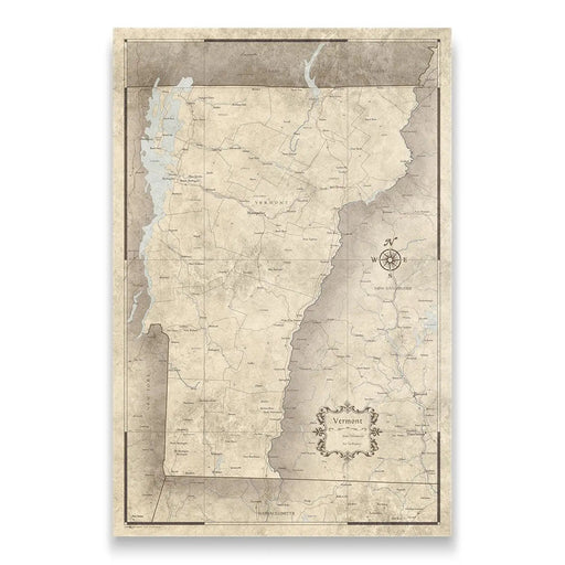 Vermont Map Poster - Rustic Vintage