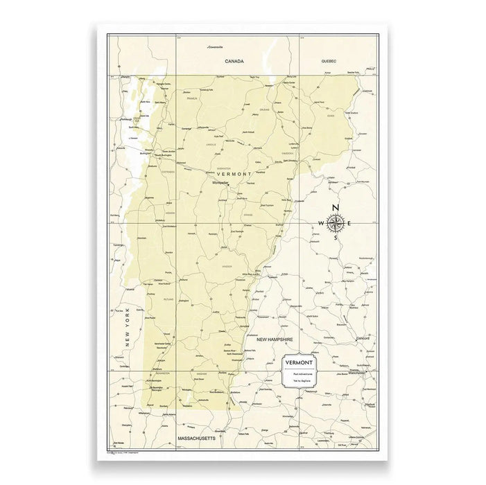 Push Pin Vermont Map (Pin Board) - Yellow Color Splash CM Pin Board