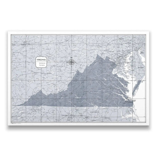 Virginia Map Poster - Dark Gray Color Splash