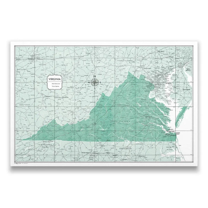 Push Pin Virginia Map (Pin Board) - Green Color Splash CM Pin Board