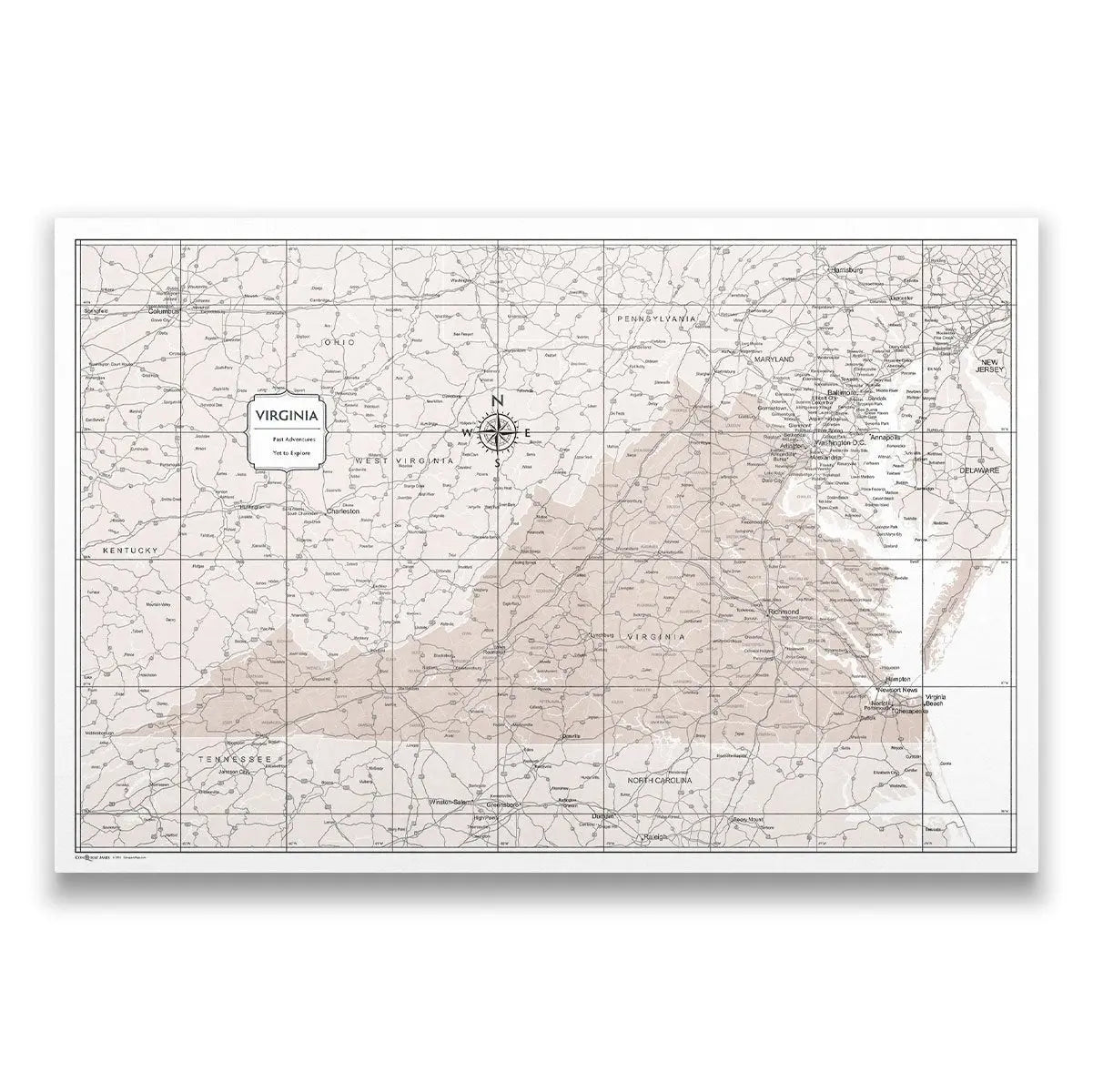 Personalize Your Own Virginia Travel Wall Map