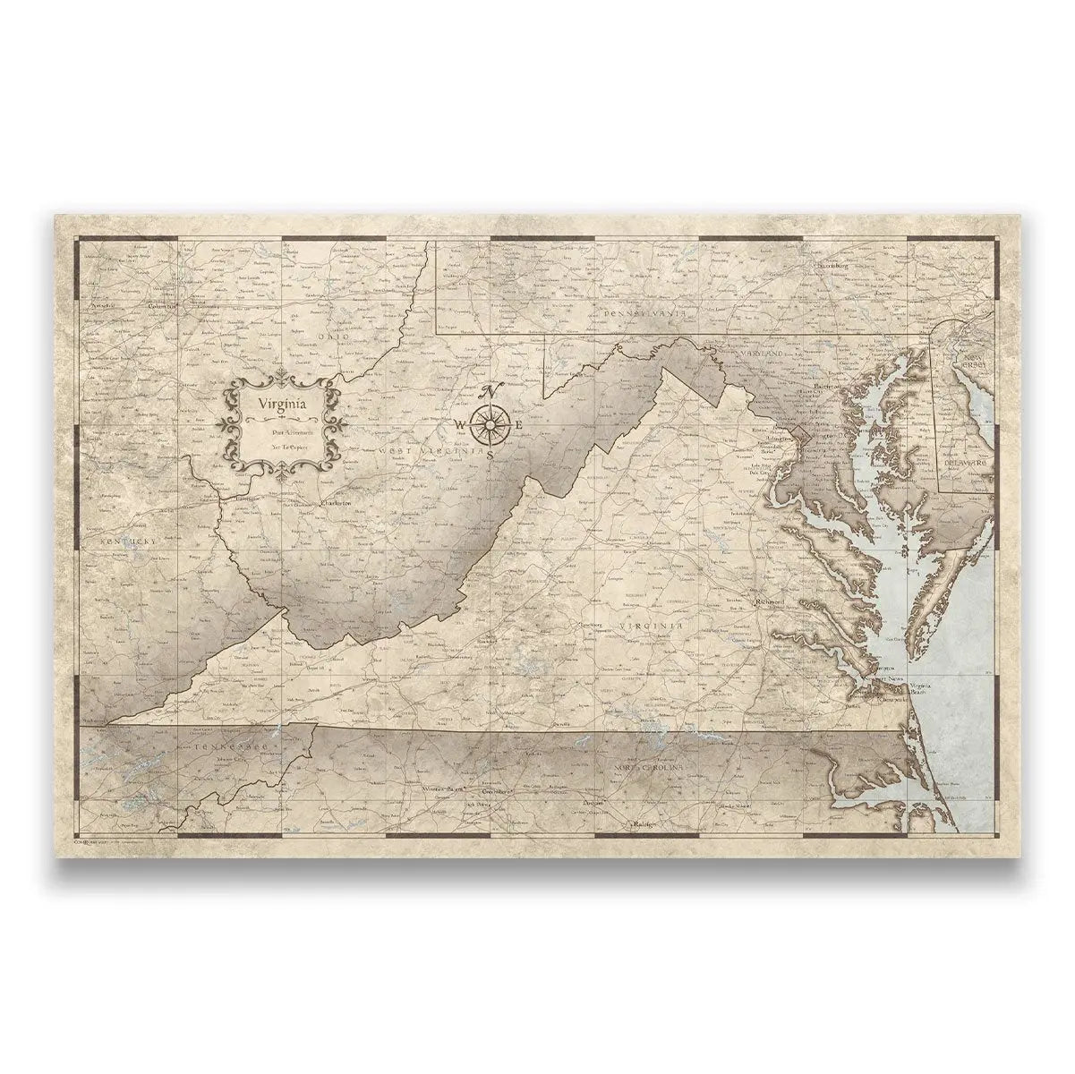 Push Pin Virginia Map (Pin Board) - Rustic Vintage CM Pin Board