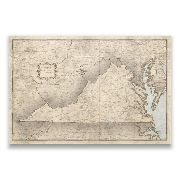 Push Pin Virginia Map (Pin Board/Poster) - Rustic Vintage CM Pin Board
