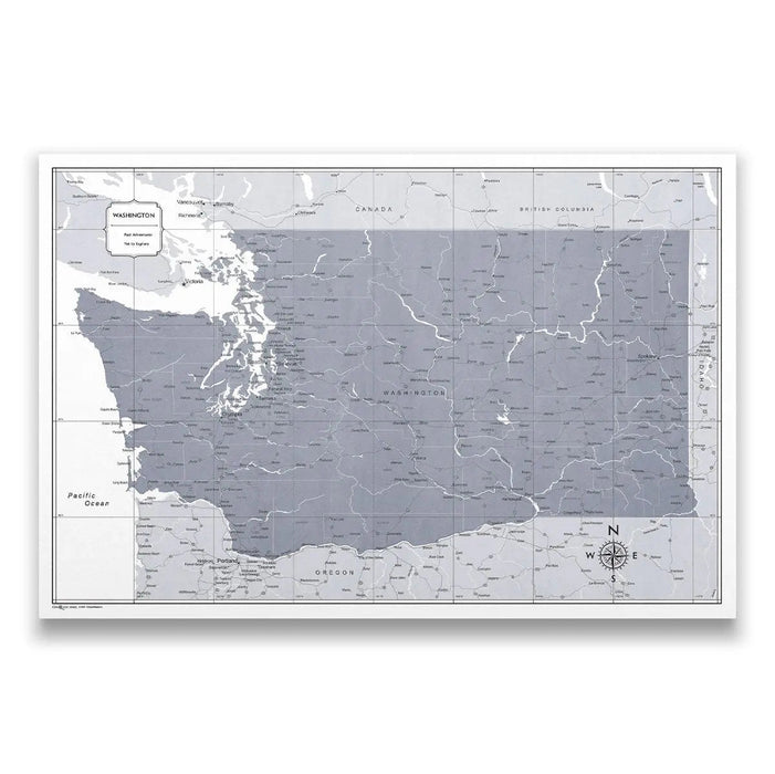 Push Pin Washington Map (Pin Board) - Dark Gray Color Splash CM Pin Board