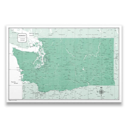 Washington Map Poster - Green Color Splash
