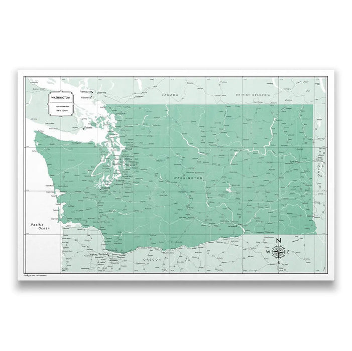 Washington Map Poster - Green Color Splash CM Poster