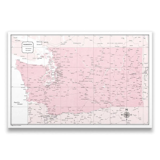 Washington Map Poster - Pink Color Splash CM Poster