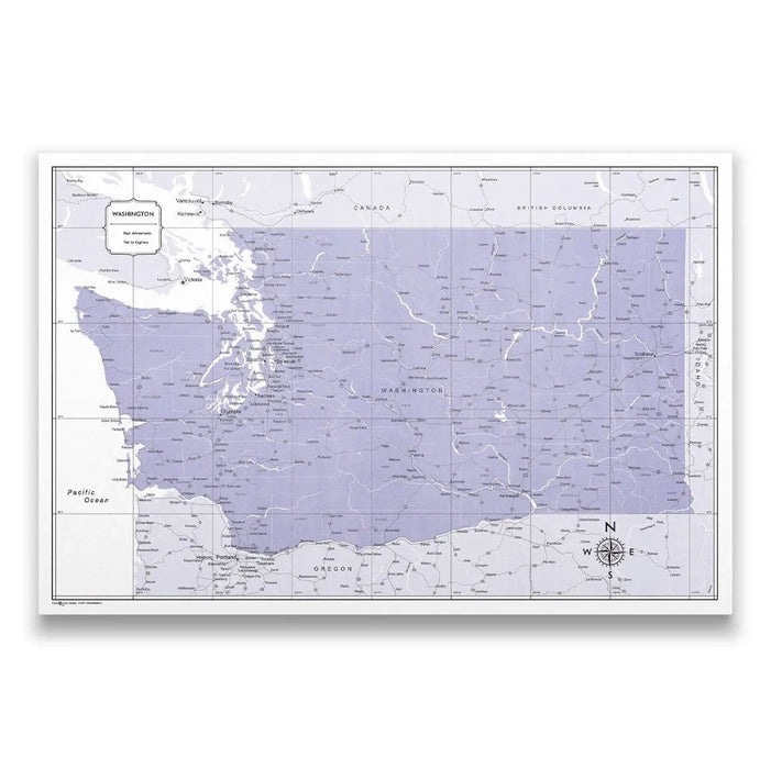 Push Pin Washington Map (Pin Board) - Purple Color Splash CM Pin Board