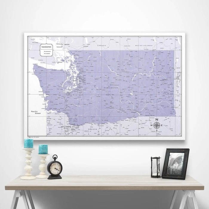 Washington Map Poster - Purple Color Splash CM Poster