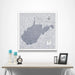West Virginia Map Poster - Dark Gray Color Splash CM Poster