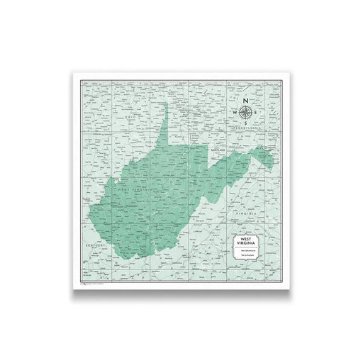 Push Pin West Virginia Map (Pin Board) - Green Color Splash CM Pin Board