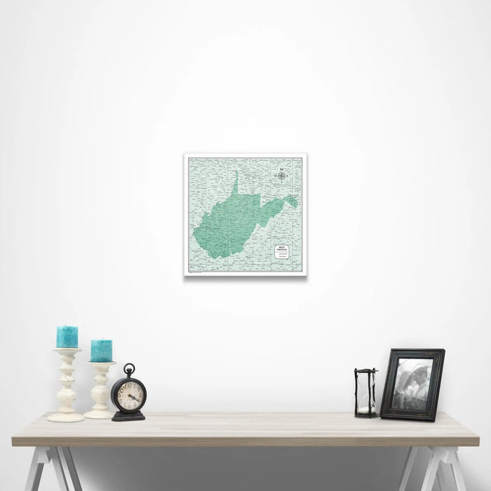 West Virginia Map Poster - Green Color Splash CM Poster
