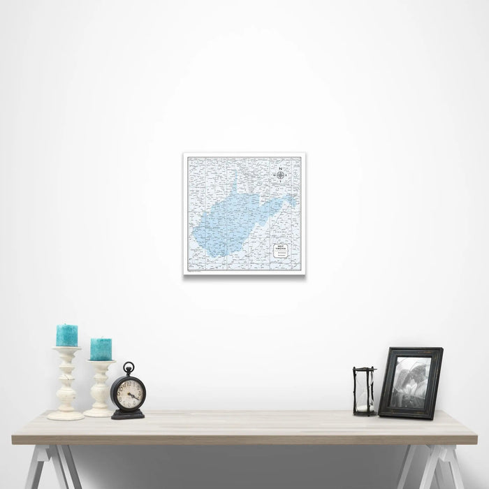 West Virginia Map Poster - Light Blue Color Splash CM Poster