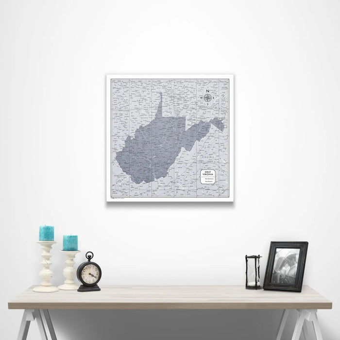 West Virginia Map Poster - Light Gray Color Splash CM Poster