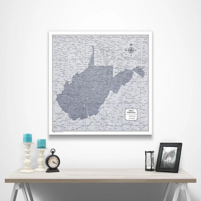 West Virginia Map Poster - Light Gray Color Splash CM Poster