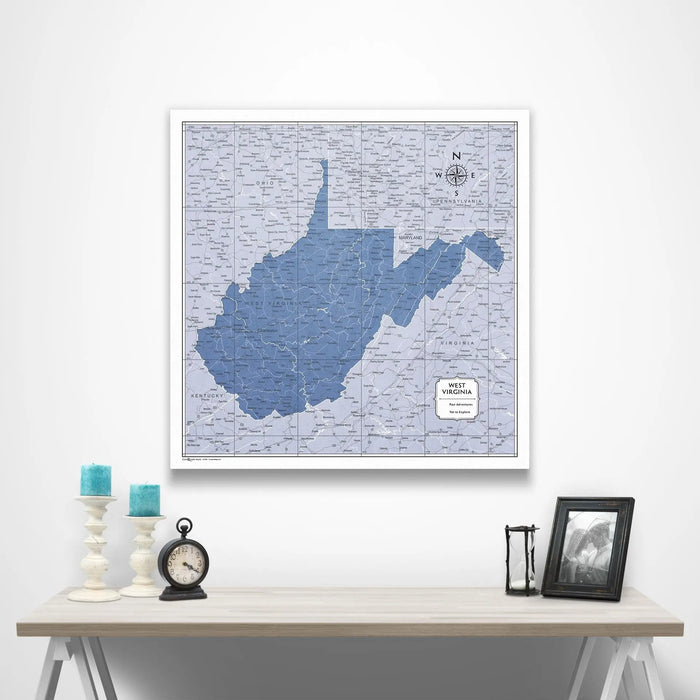 West Virginia Map Poster - Navy Color Splash CM Poster