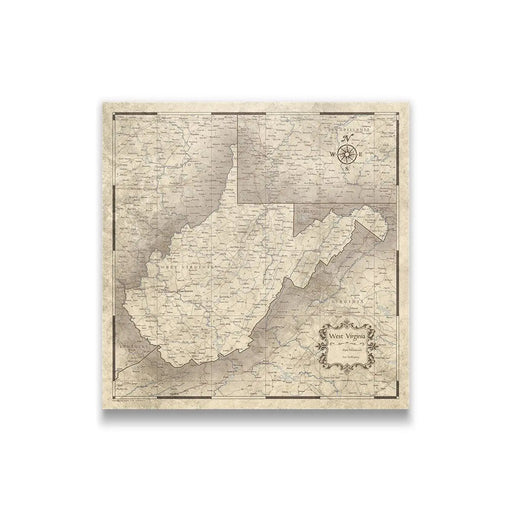 Push Pin West Virginia Map (Pin Board) - Rustic Vintage CM Pin Board