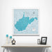West Virginia Map Poster - Teal Color Splash CM Poster