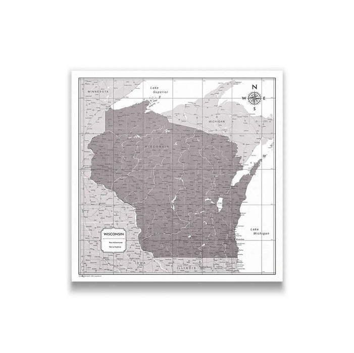 Push Pin Wisconsin Map (Pin Board) - Dark Brown Color Splash CM Pin Board