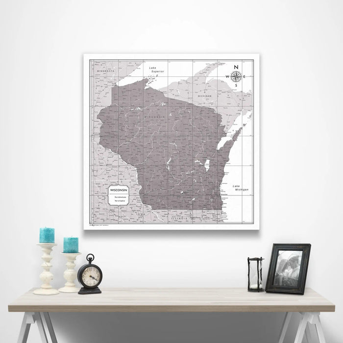 Wisconsin Map Poster - Dark Brown Color Splash CM Poster
