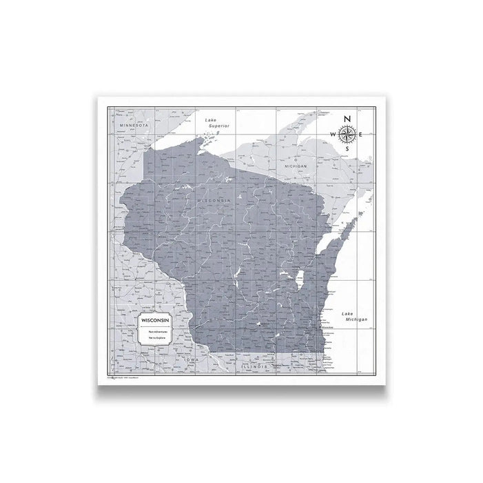 Wisconsin Map Poster - Dark Gray Color Splash CM Poster