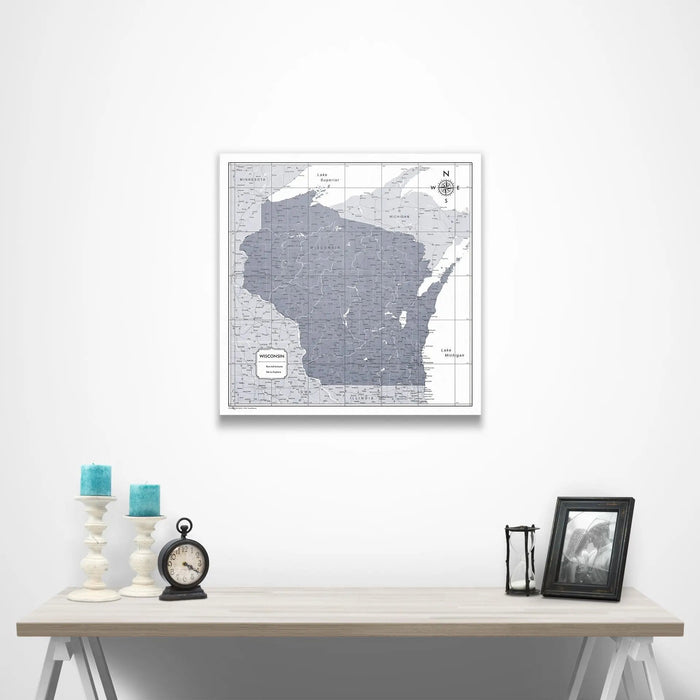 Wisconsin Map Poster - Dark Gray Color Splash CM Poster