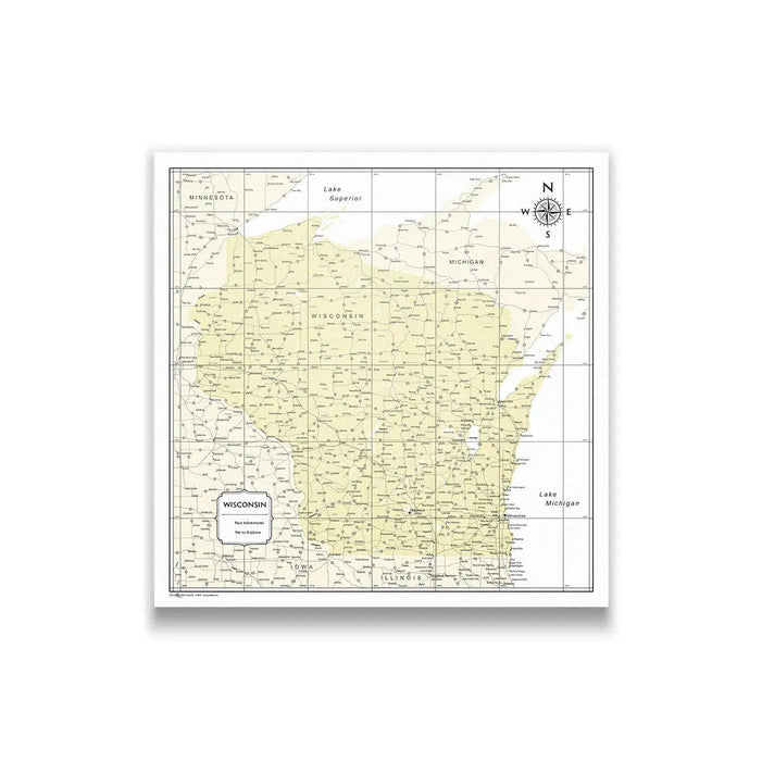 Wisconsin Map Poster - Yellow Color Splash CM Poster