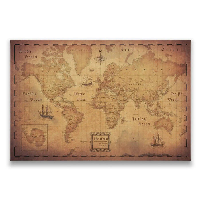 Push Pin World Map (Pin Board) - Golden Aged CM Pin Board