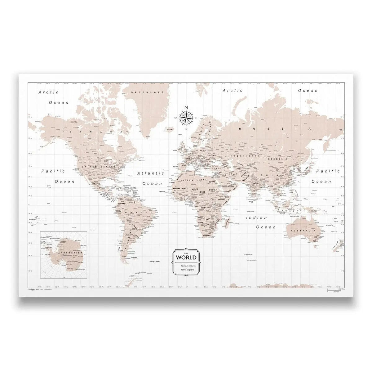World Travel Map Poster : Light Brown Color Splash — Conquest Maps LLC