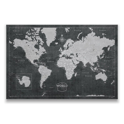 Push Pin World Map (Pin Board/Poster) - Modern Slate CM Pin Board