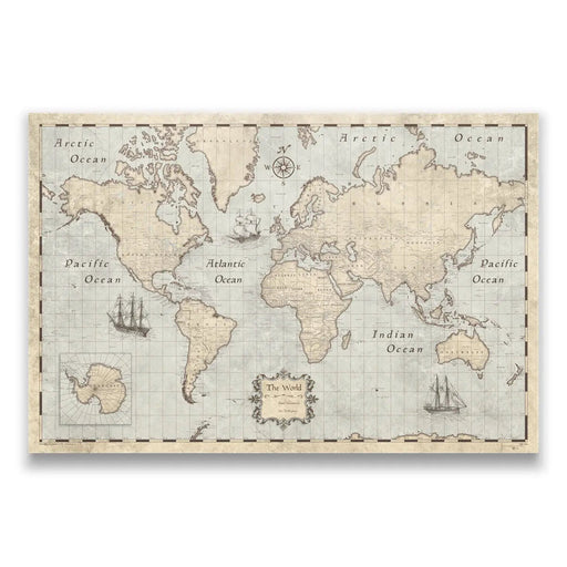 Rustic Vintage - Push Pin World Map Pin Board - Overstock Sale! CM Pin Board