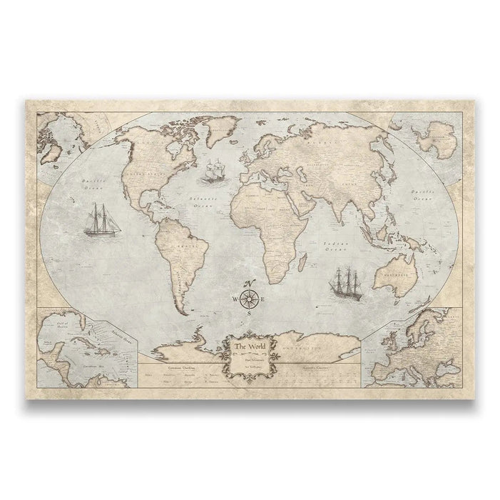 World Map Poster (Winkel Tripel) - Rustic Vintage CM Poster