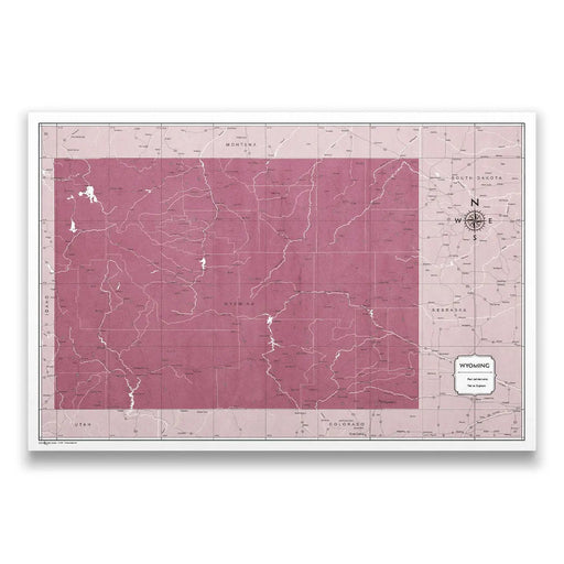 Wyoming Map Poster - Burgundy Color Splash