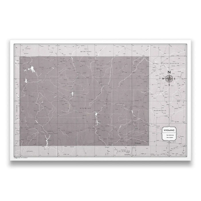 Push Pin Wyoming Map (Pin Board) - Dark Brown Color Splash CM Pin Board