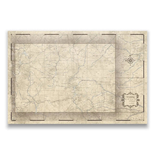 Wyoming Map Poster - Rustic Vintage