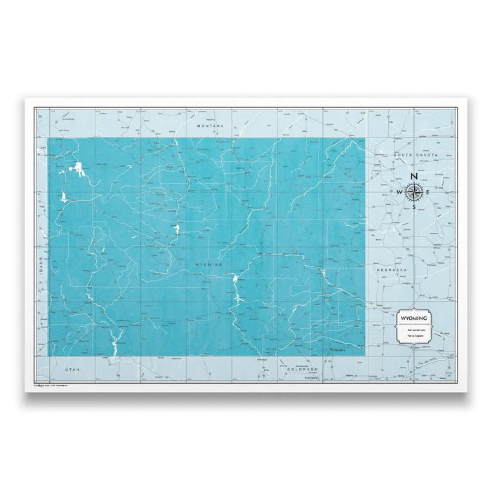 Push Pin Wyoming Map (Pin Board) - Teal Color Splash CM Pin Board