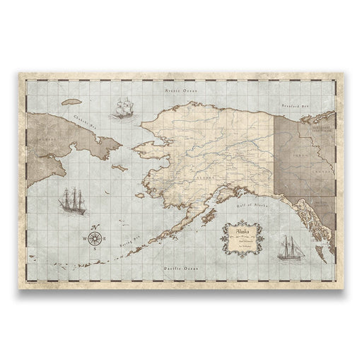 Alaska Map Poster - Rustic Vintage