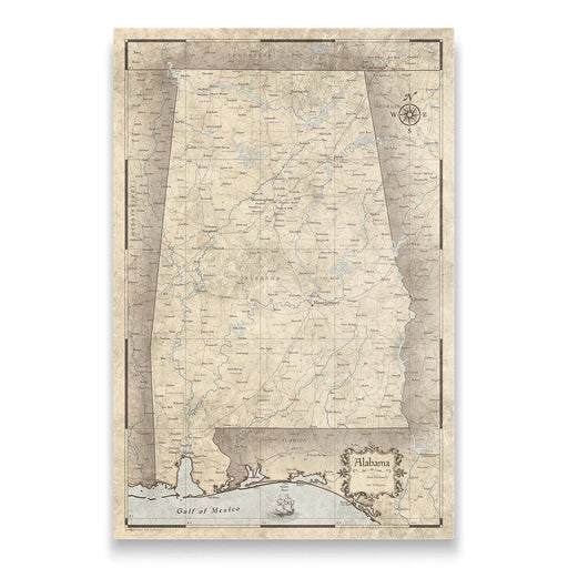 Push Pin Alabama Map (Pin Board) - Rustic Vintage CM Pin Board
