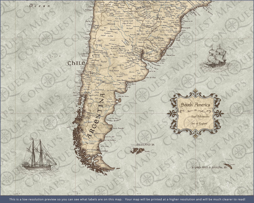 South America Map Poster - Rustic Vintage CM Poster