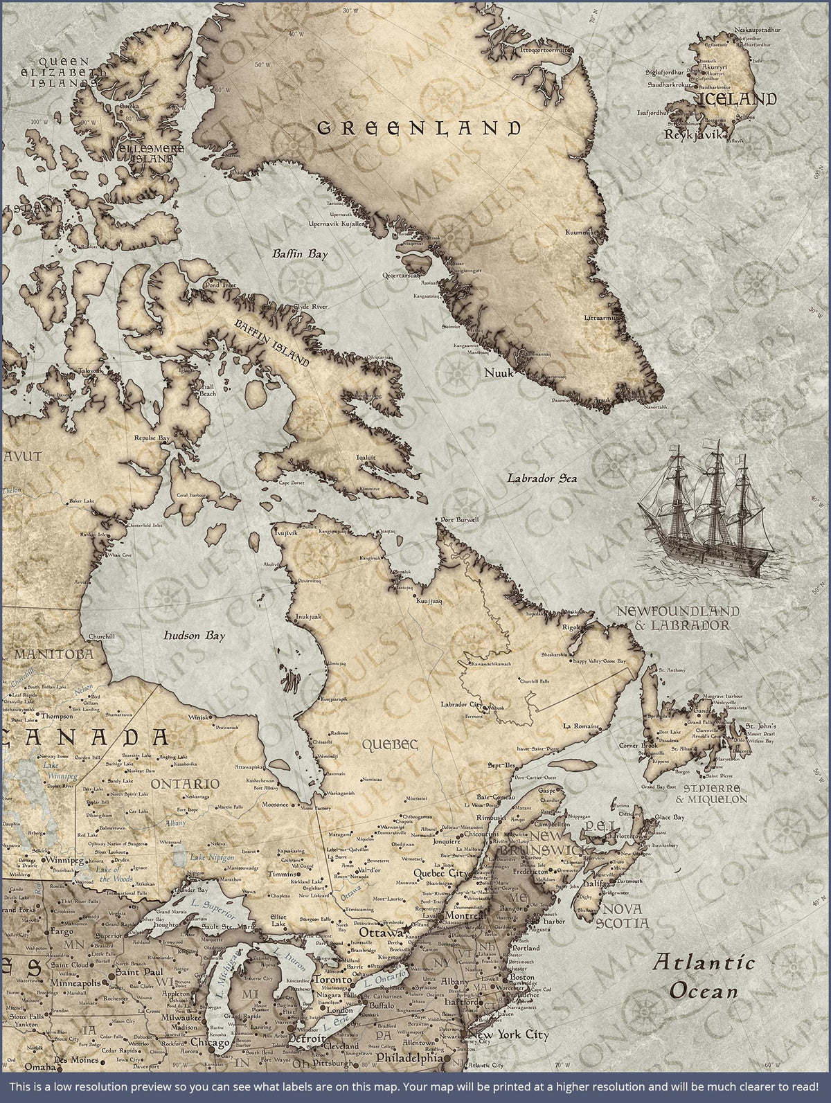 Canada Push Pin Map - Rustic Vintage - Track your travels!