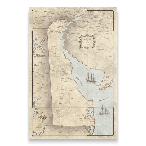 Delaware Map Poster - Rustic Vintage