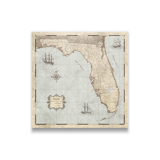 Florida Map Poster - Rustic Vintage