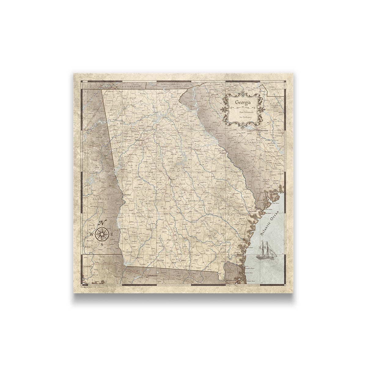 Push Pin Georgia Map (Pin Board) - Rustic Vintage CM Pin Board