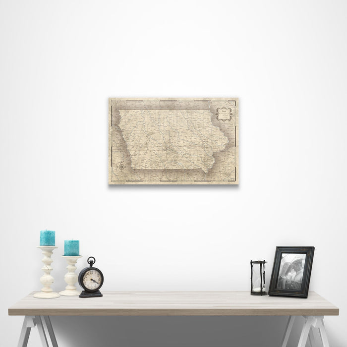 Iowa Map Poster - Rustic Vintage CM Poster