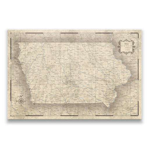 Iowa Map Poster - Rustic Vintage CM Poster