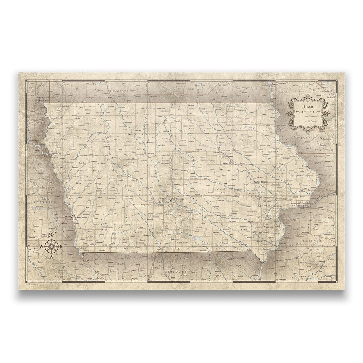 Track Your Travels on a Personalized Iowa Wall Map